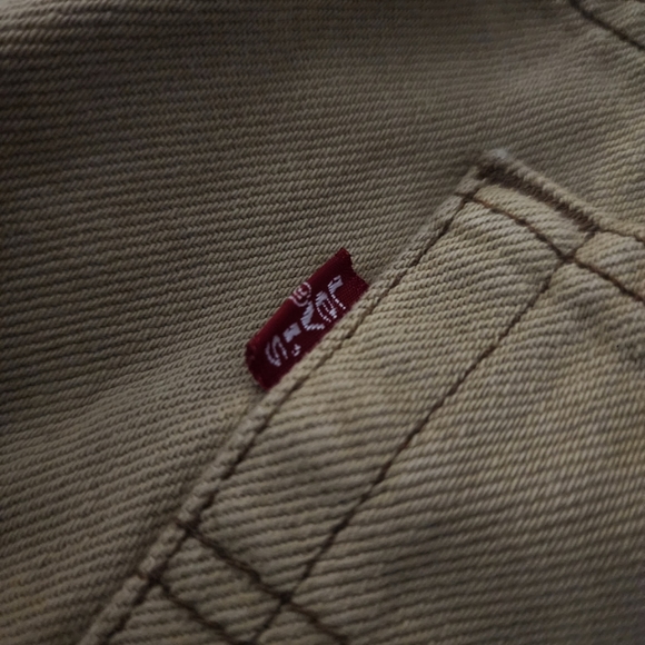 Vintage x 90s “made in USA” 501 Levi Red Tab Tan Jean - Picture 2 of 10